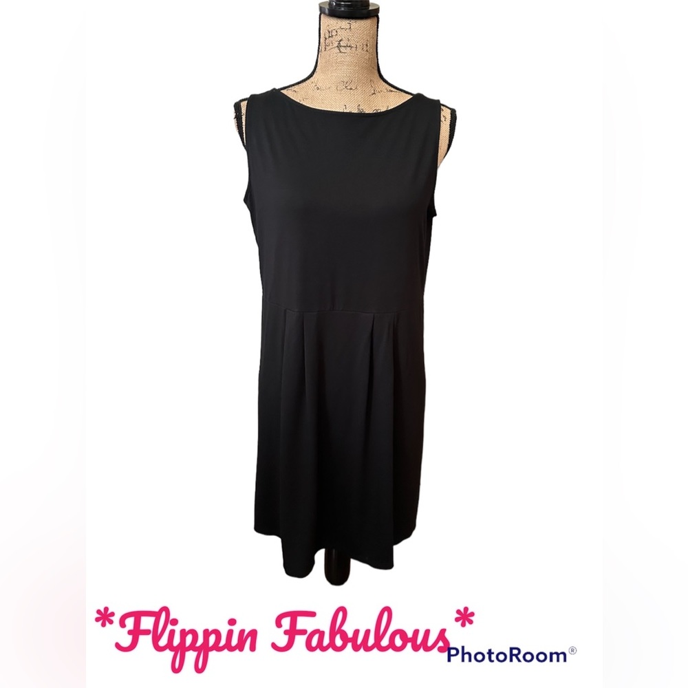 J.Jill ~ Black jersey knit pull over Dress size medium Petite